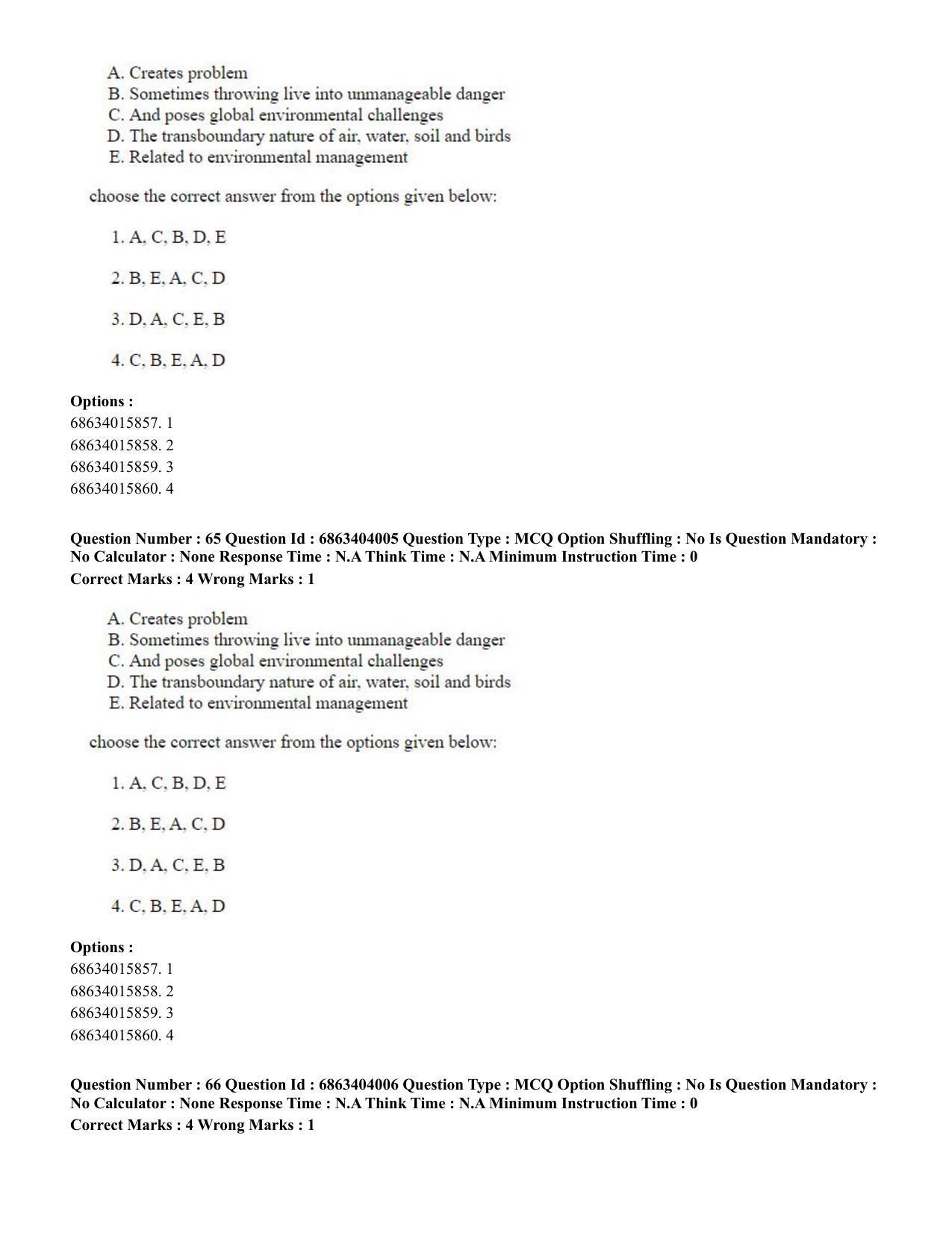 CUET PG 2023: COQP05 – B.Ed. Languages (Eng.) - Shift 1 (05-06-2023) Question Paper - Page 66