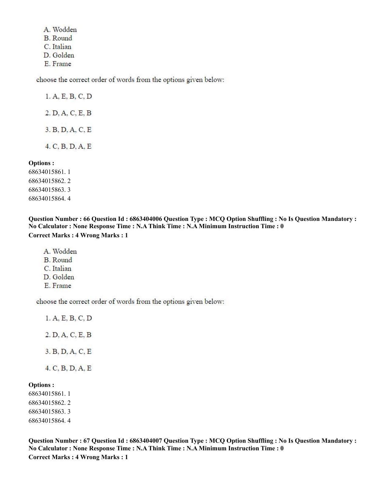CUET PG 2023: COQP05 – B.Ed. Languages (Eng.) - Shift 1 (05-06-2023) Question Paper - Page 67