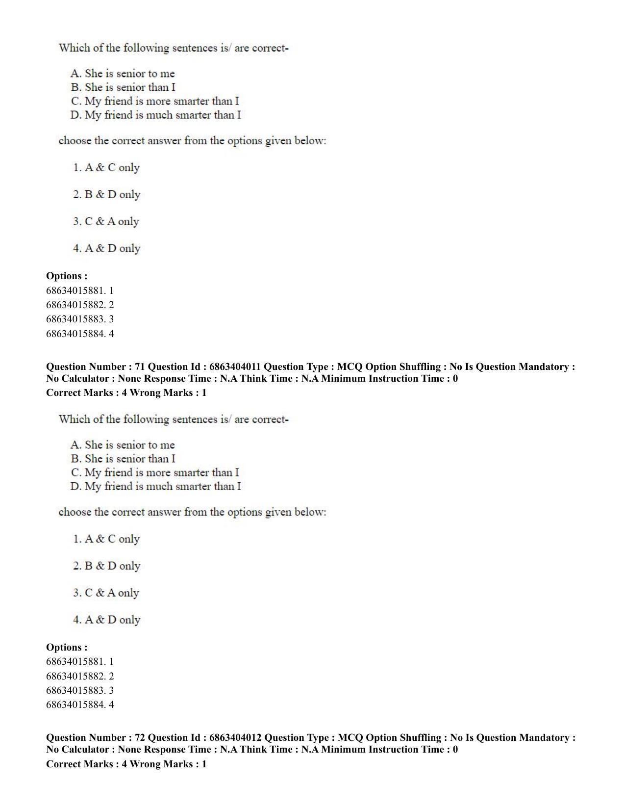 CUET PG 2023: COQP05 – B.Ed. Languages (Eng.) - Shift 1 (05-06-2023) Question Paper - Page 72