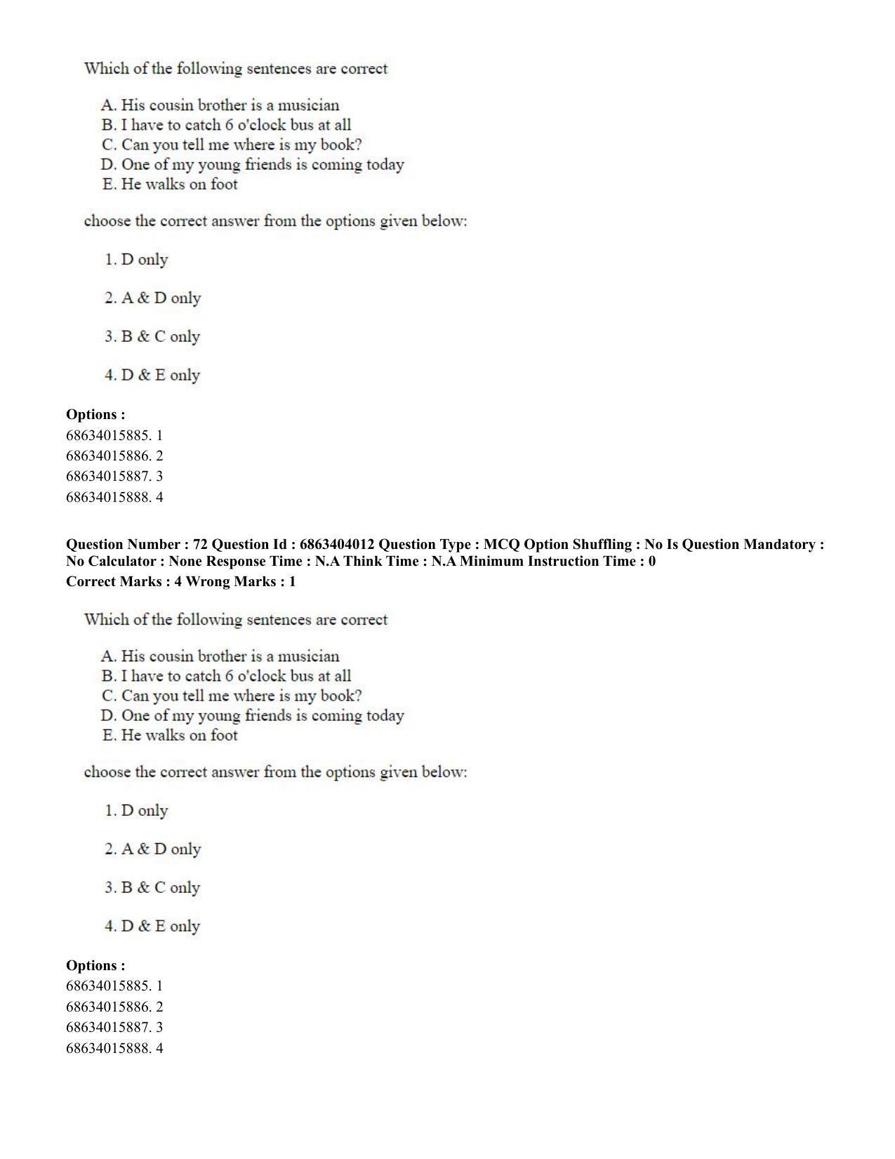 CUET PG 2023: COQP05 – B.Ed. Languages (Eng.) - Shift 1 (05-06-2023) Question Paper - Page 73