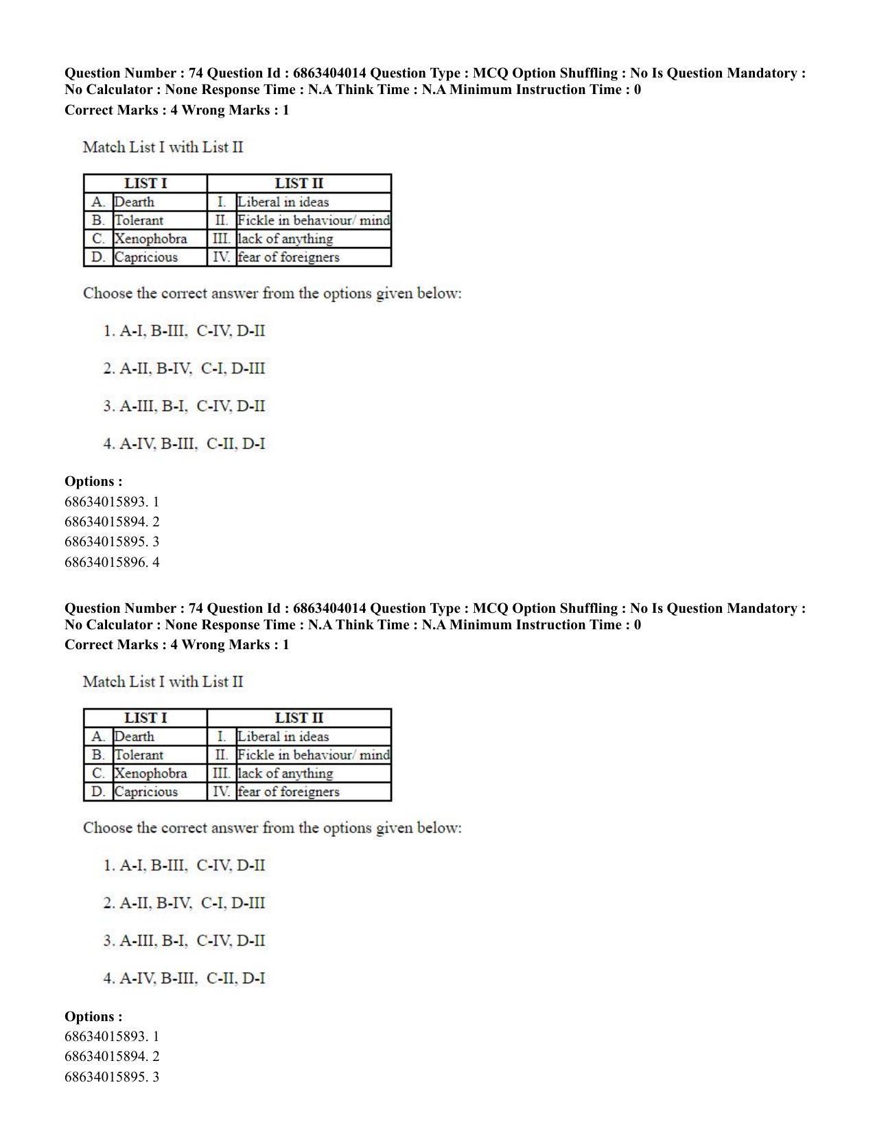 CUET PG 2023: COQP05 – B.Ed. Languages (Eng.) - Shift 1 (05-06-2023) Question Paper - Page 75