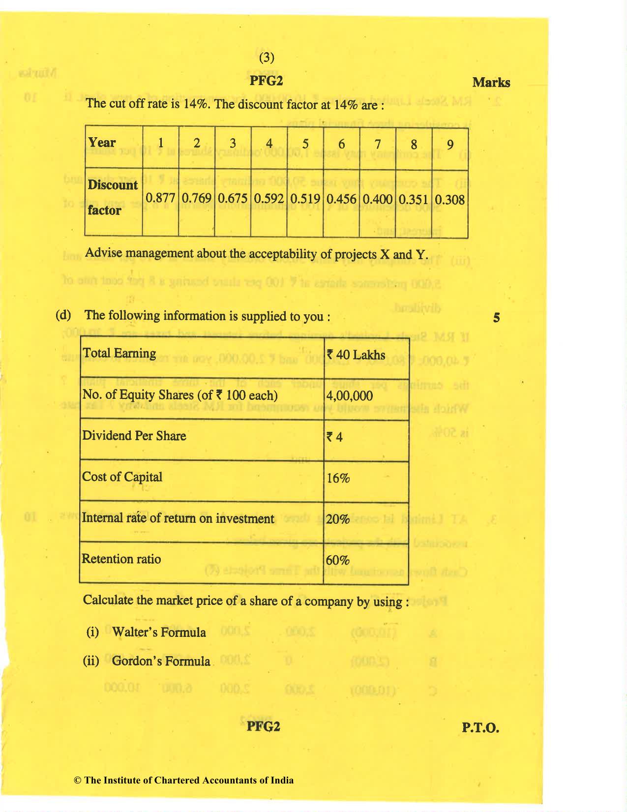 CA Inter May 2019 Question Paper - Paper 8 – Financial Management & Economics for Finance - Page 3