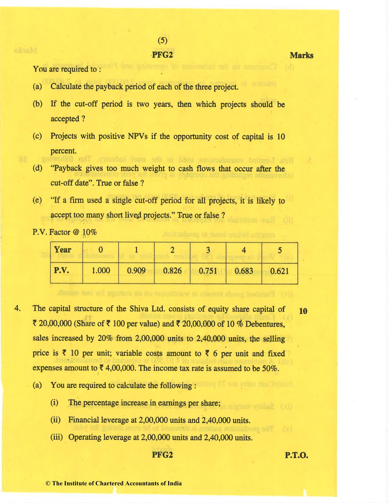 CA Inter May 2019 Question Paper - Paper 8 – Financial Management & Economics for Finance - Page 5