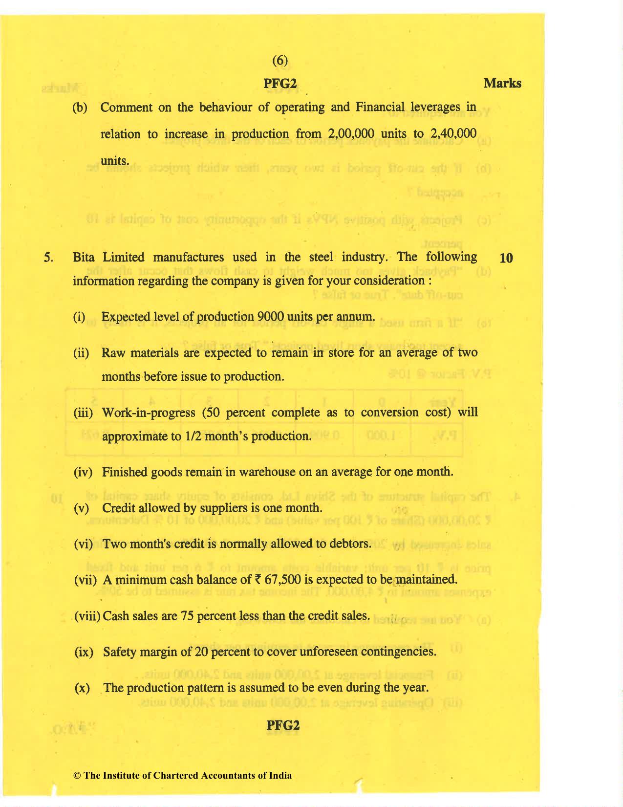 CA Inter May 2019 Question Paper - Paper 8 – Financial Management & Economics for Finance - Page 6