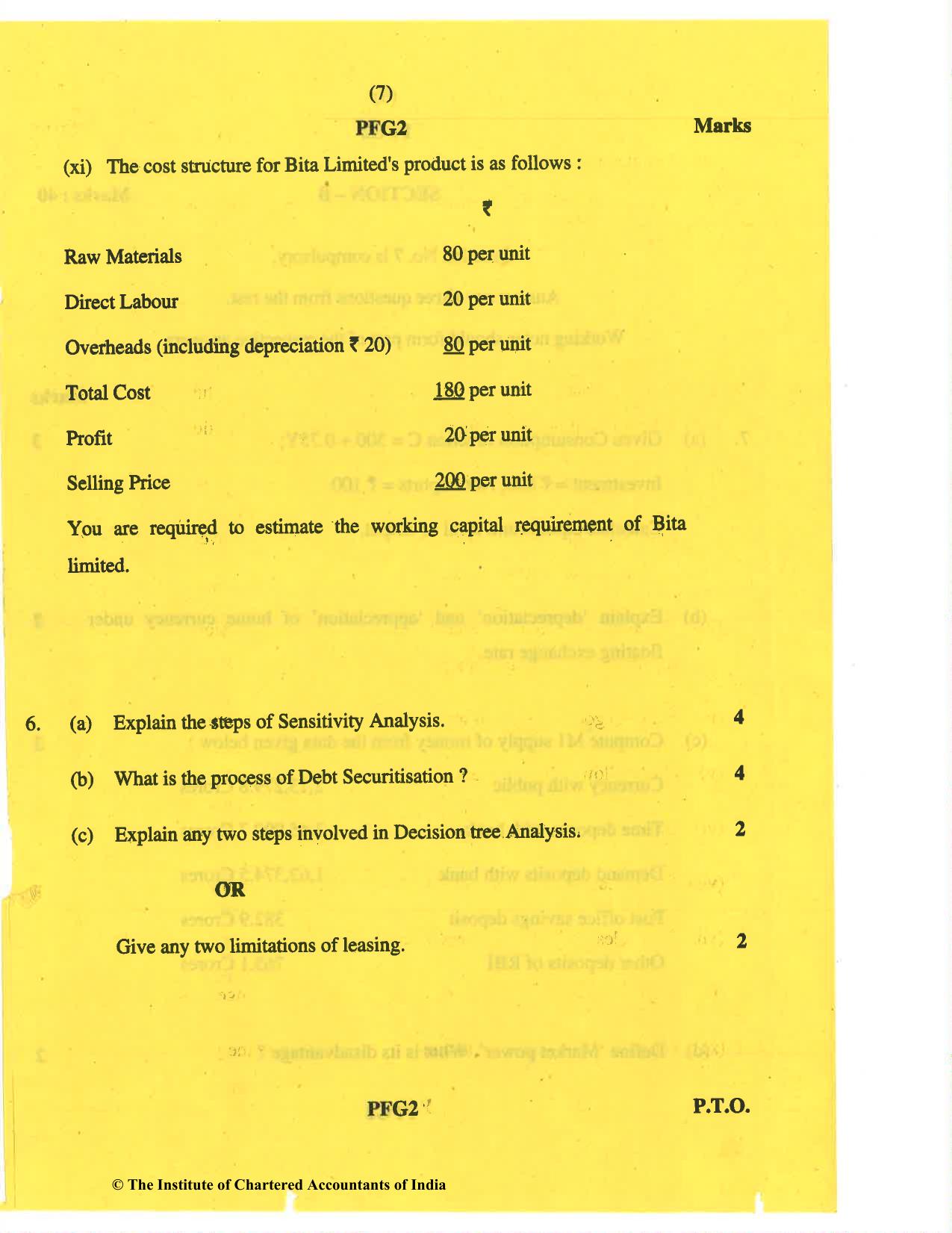 CA Inter May 2019 Question Paper - Paper 8 – Financial Management & Economics for Finance - Page 7