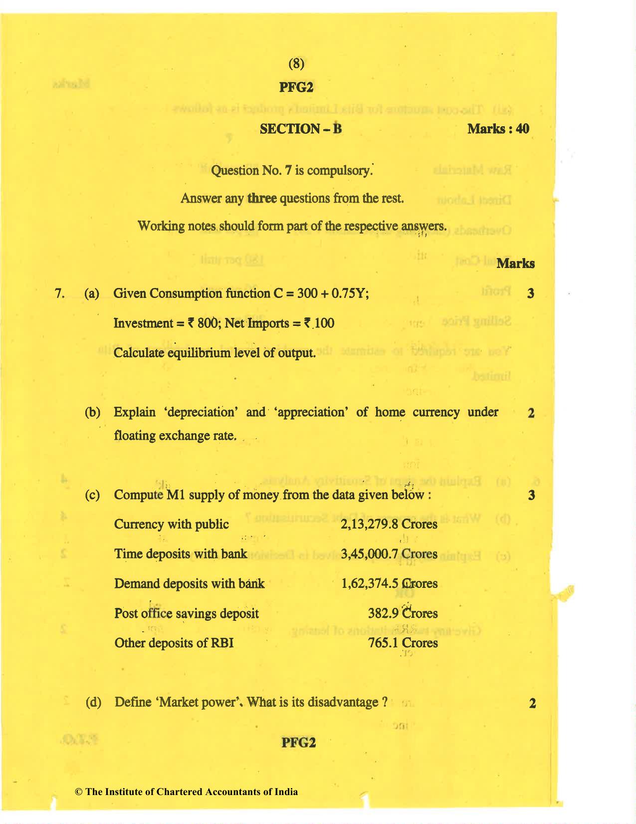 CA Inter May 2019 Question Paper - Paper 8 – Financial Management & Economics for Finance - Page 8