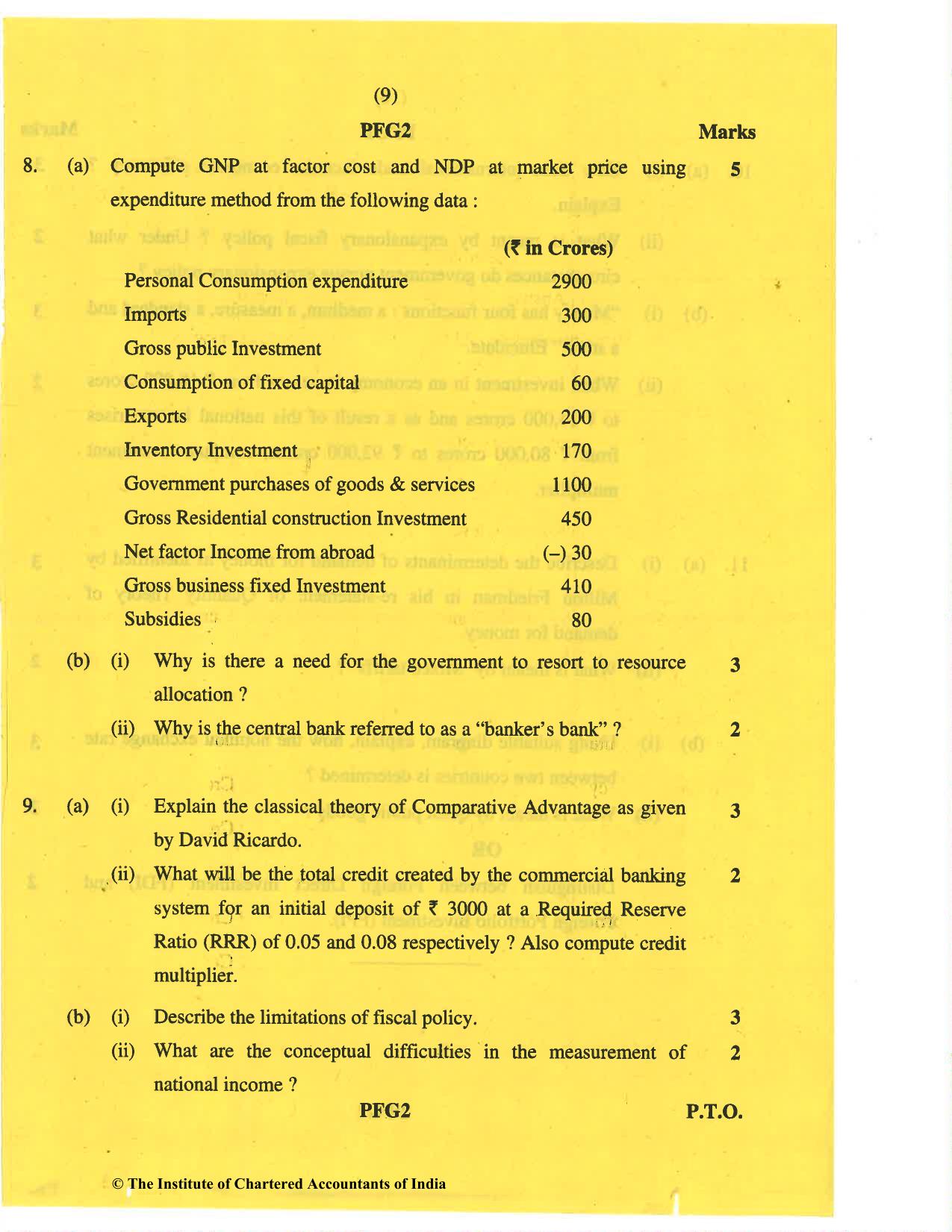 CA Inter May 2019 Question Paper - Paper 8 – Financial Management & Economics for Finance - Page 9