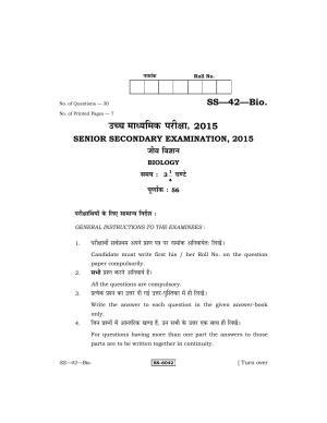 Class 12 2015 Biology RBSE Question Paper