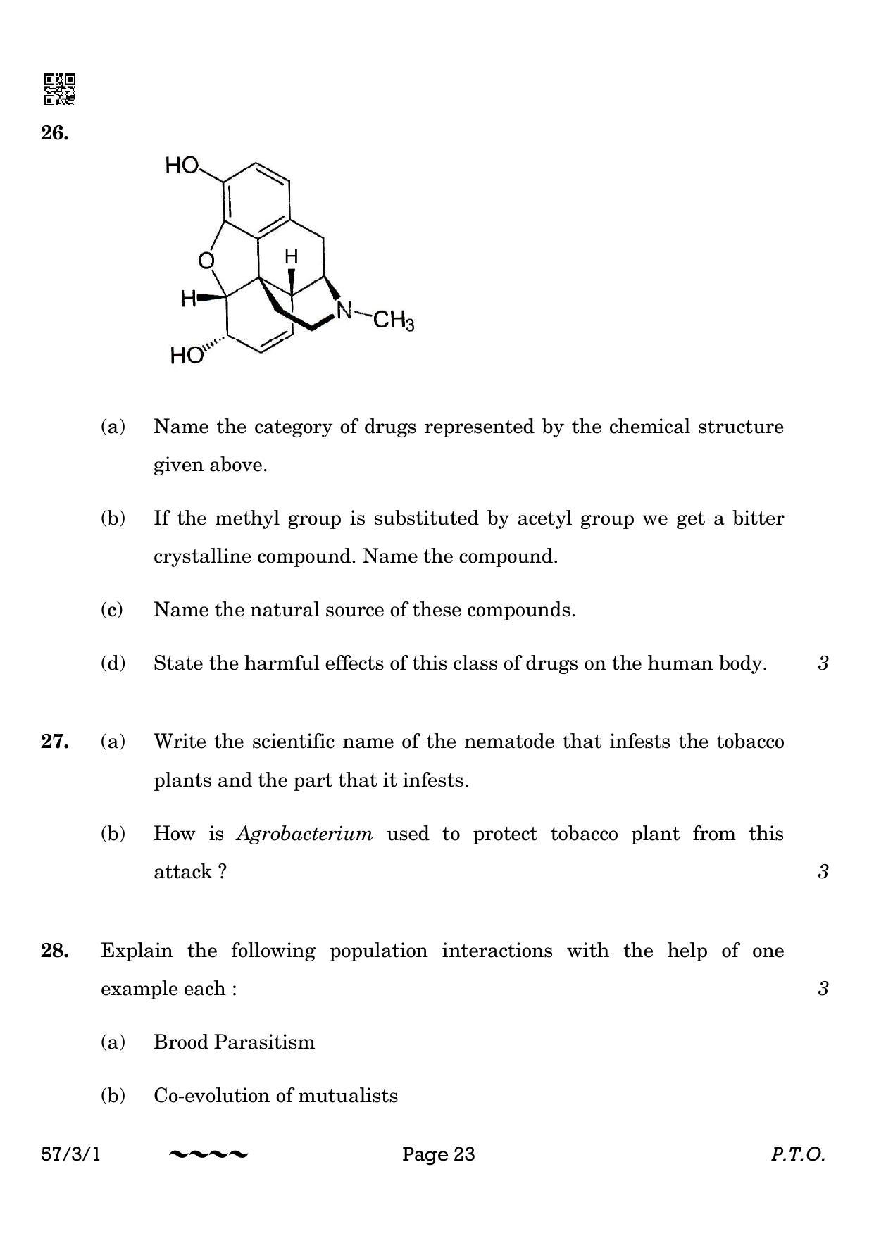 CBSE Class 12 57-3-1 Biology 2023 Question Paper - Page 23