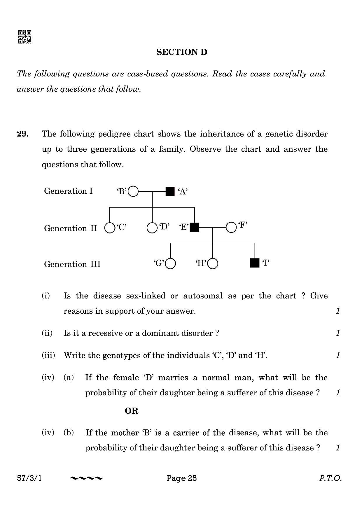 CBSE Class 12 57-3-1 Biology 2023 Question Paper - Page 25
