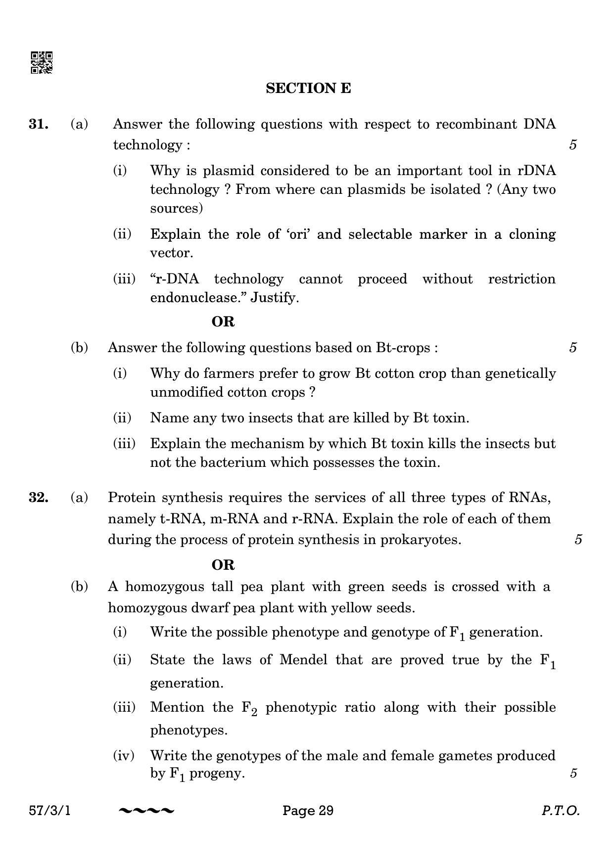CBSE Class 12 57-3-1 Biology 2023 Question Paper - Page 29