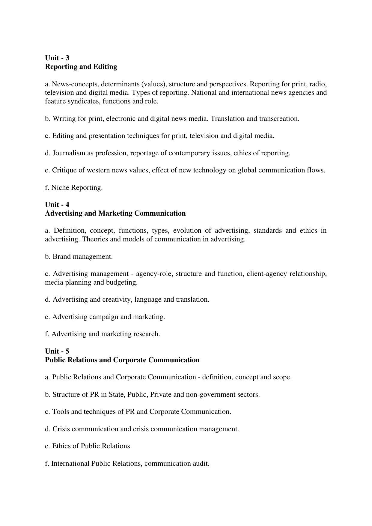 AP RCET Journalism and Mass Communication Syllabus - Page 2