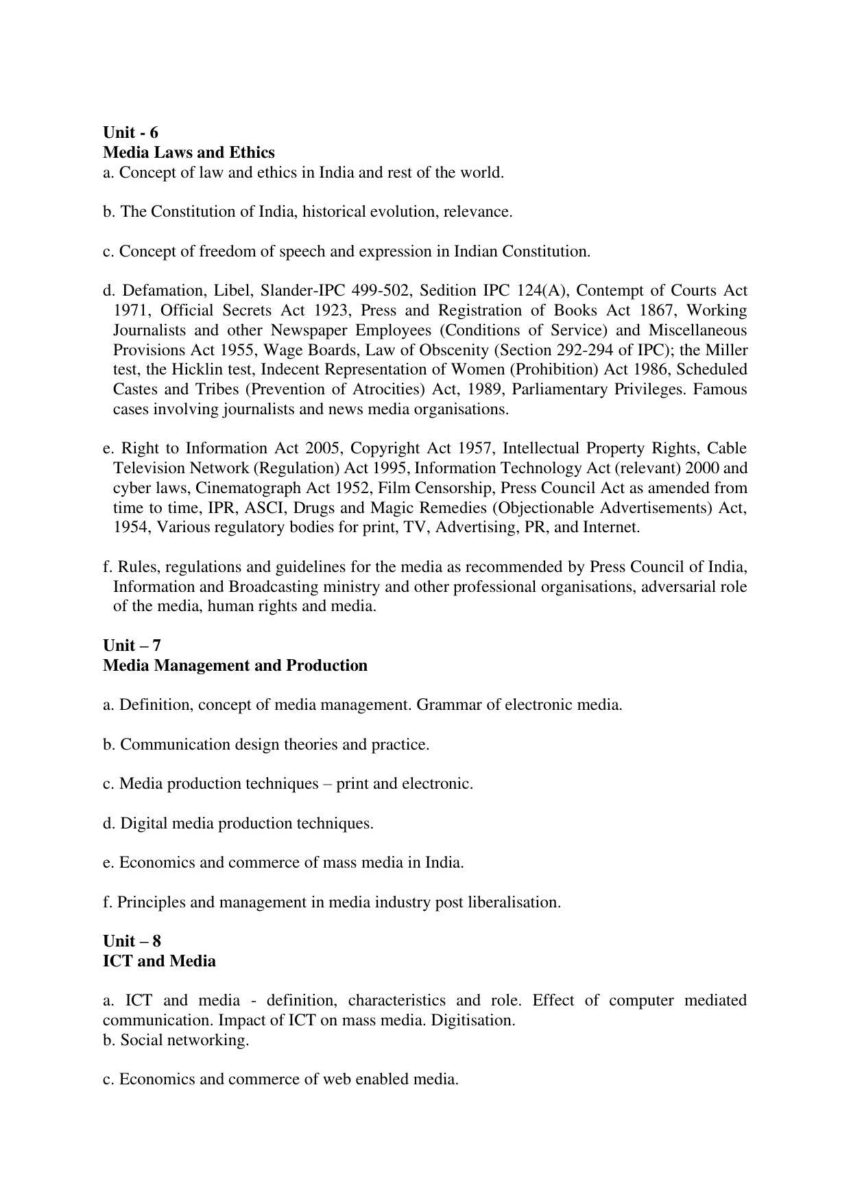 AP RCET Journalism and Mass Communication Syllabus - Page 3