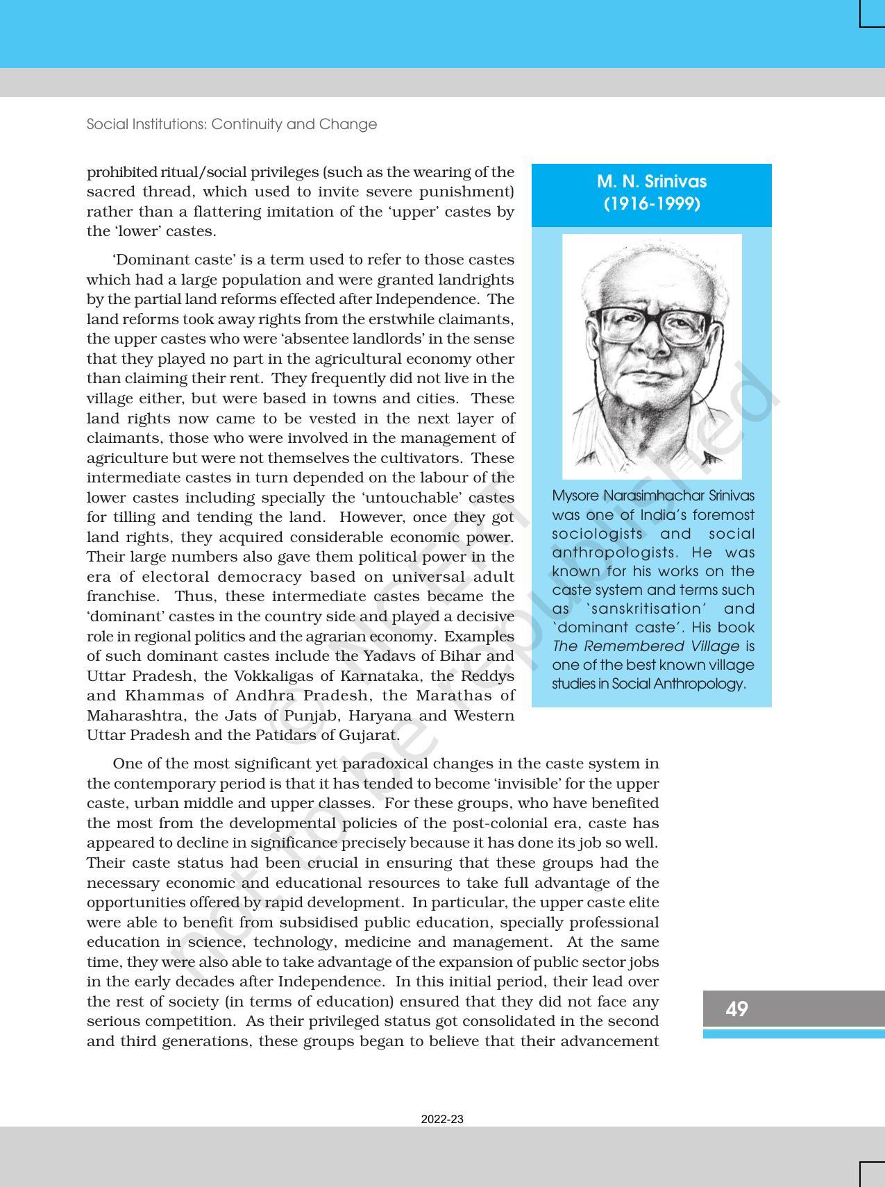 NCERT Book for Class 12 Sociology (Indian Society) Chapter 3 Social Institutions: Continuity and Change - Page 9