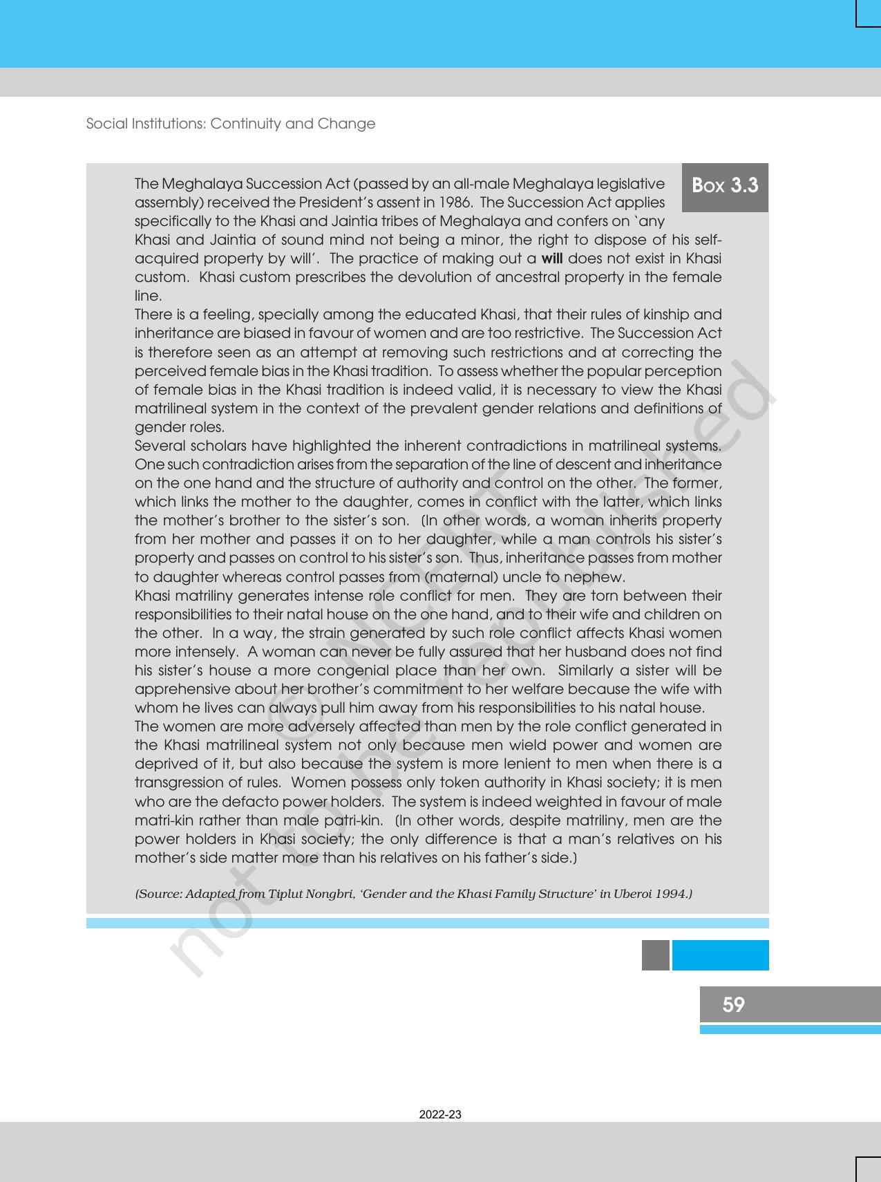 NCERT Book for Class 12 Sociology (Indian Society) Chapter 3 Social Institutions: Continuity and Change - Page 19