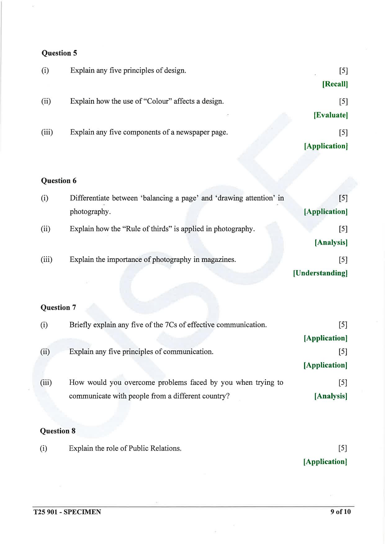 ICSE Class 10 2025 Mass Media & Communication (QP & MS) Specimen Paper - Page 9
