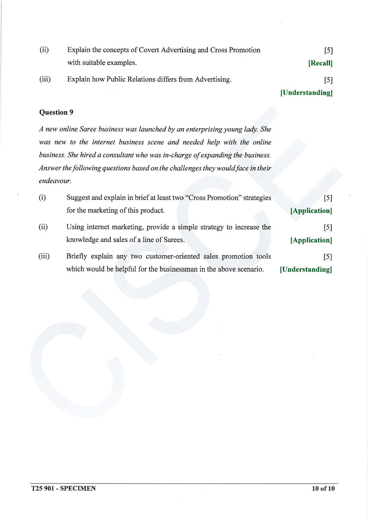 ICSE Class 10 2025 Mass Media & Communication (QP & MS) Specimen Paper - Page 10