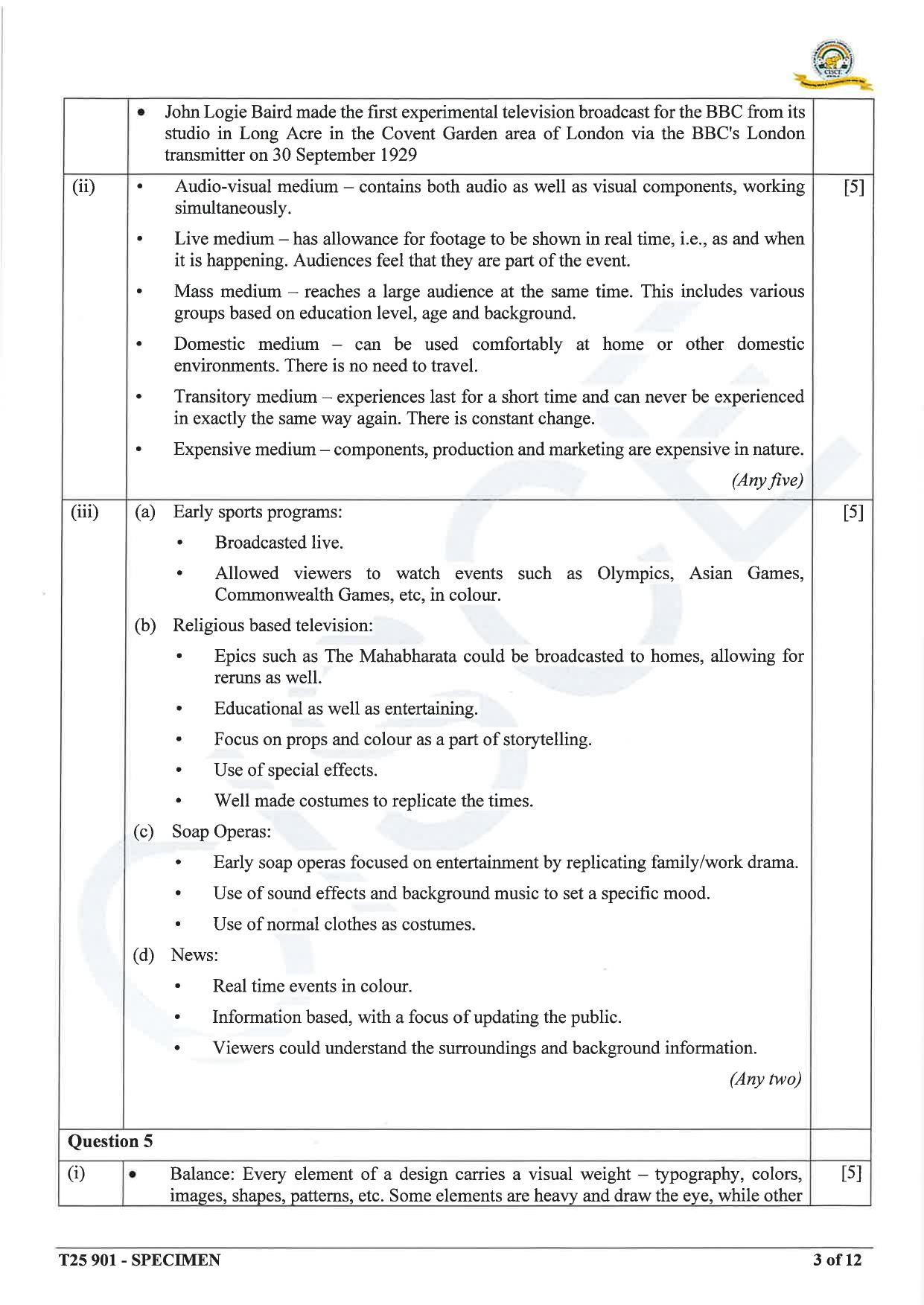 ICSE Class 10 2025 Mass Media & Communication (QP & MS) Specimen Paper - Page 13