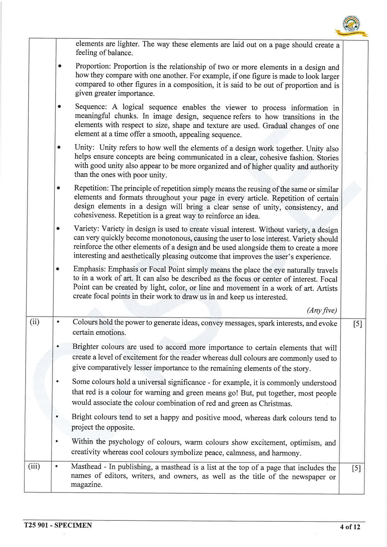 ICSE Class 10 2025 Mass Media & Communication (QP & MS) Specimen Paper - Page 14