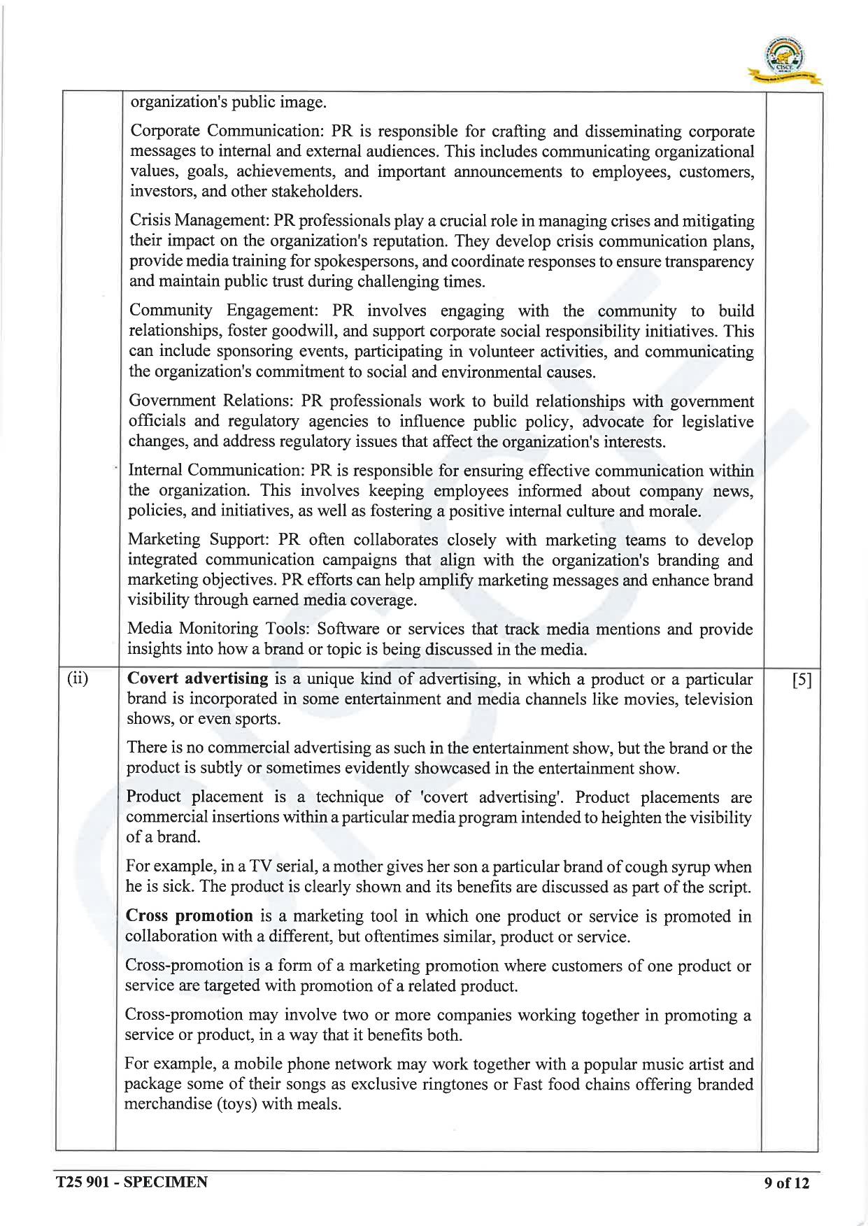 ICSE Class 10 2025 Mass Media & Communication (QP & MS) Specimen Paper - Page 19