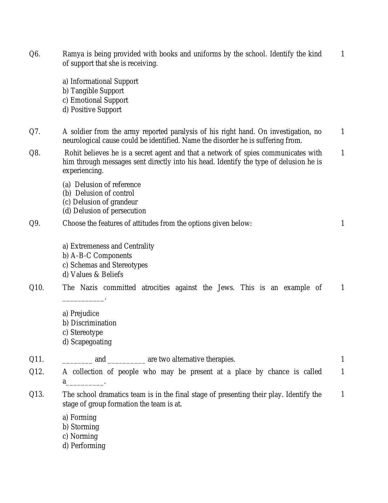 CBSE Class 12 Psychology -Sample Paper 2019-20 - Page 2