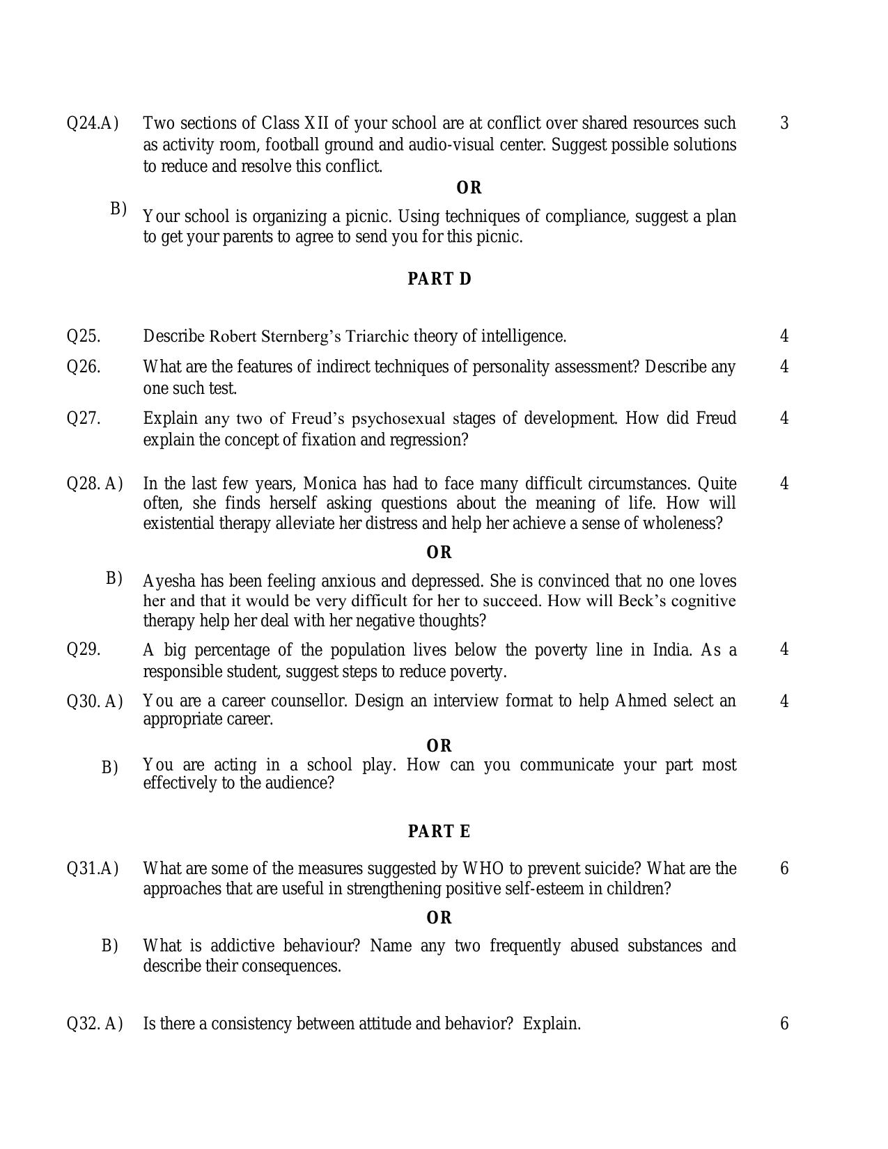 CBSE Class 12 Psychology -Sample Paper 2019-20 - Page 4