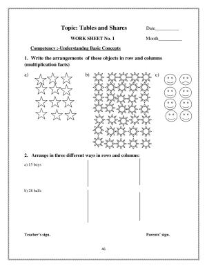 Worksheet for Class 4 Maths Tables and Shares Assignment 3