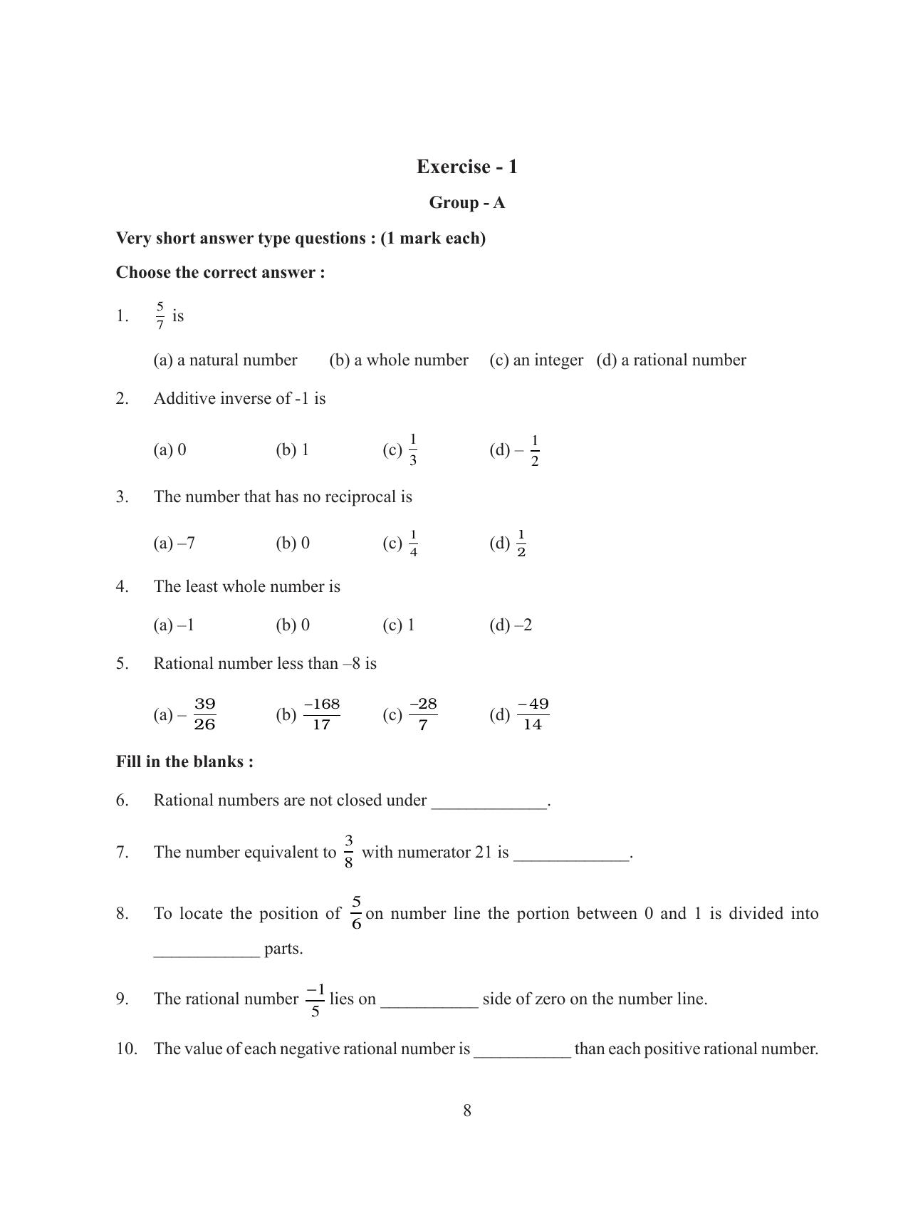 Tripura Board Class 8 Math English Version Workbooks - Page 8
