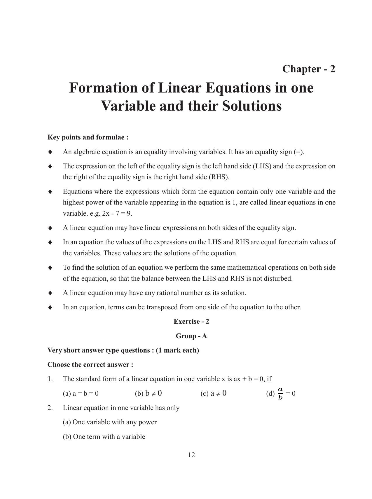 Tripura Board Class 8 Math English Version Workbooks - Page 12