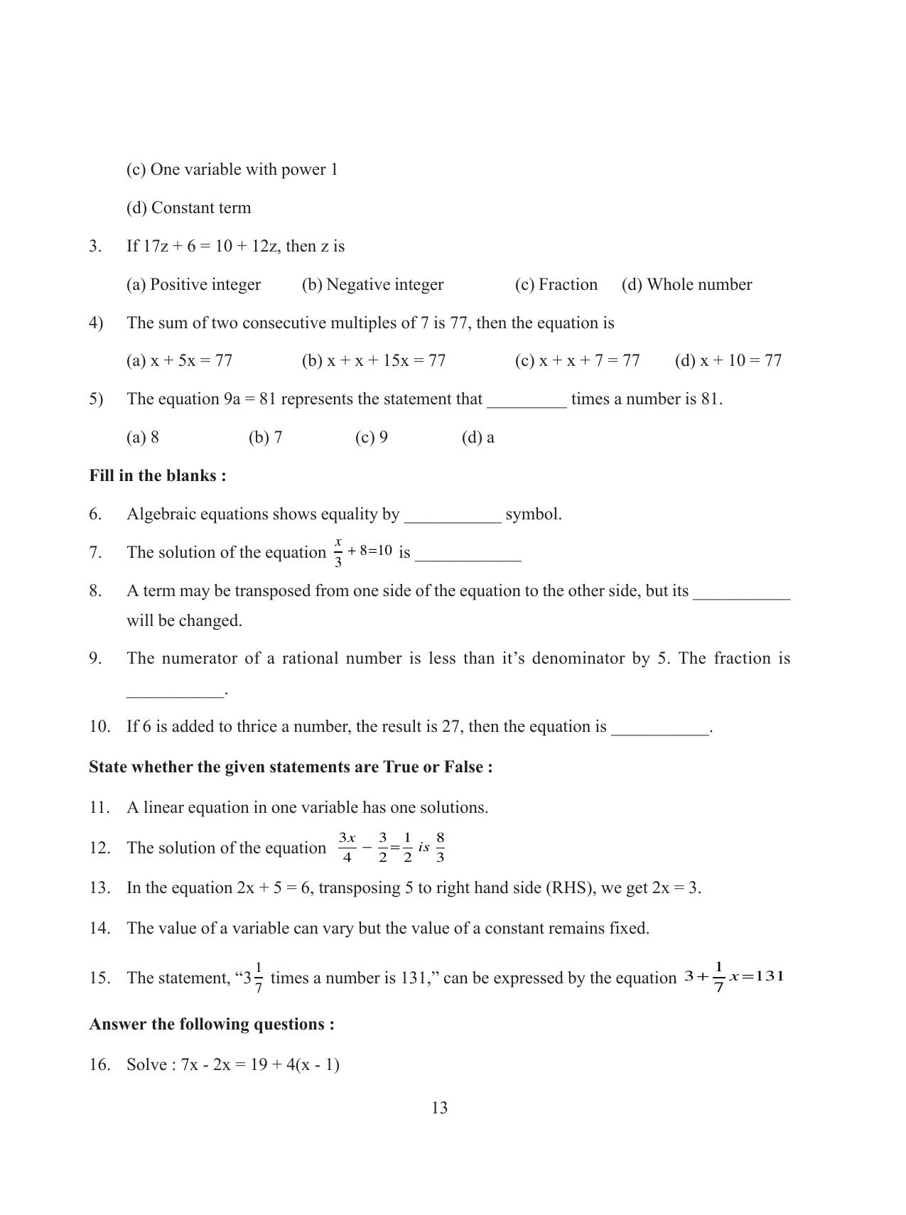 Tripura Board Class 8 Math English Version Workbooks - Page 13