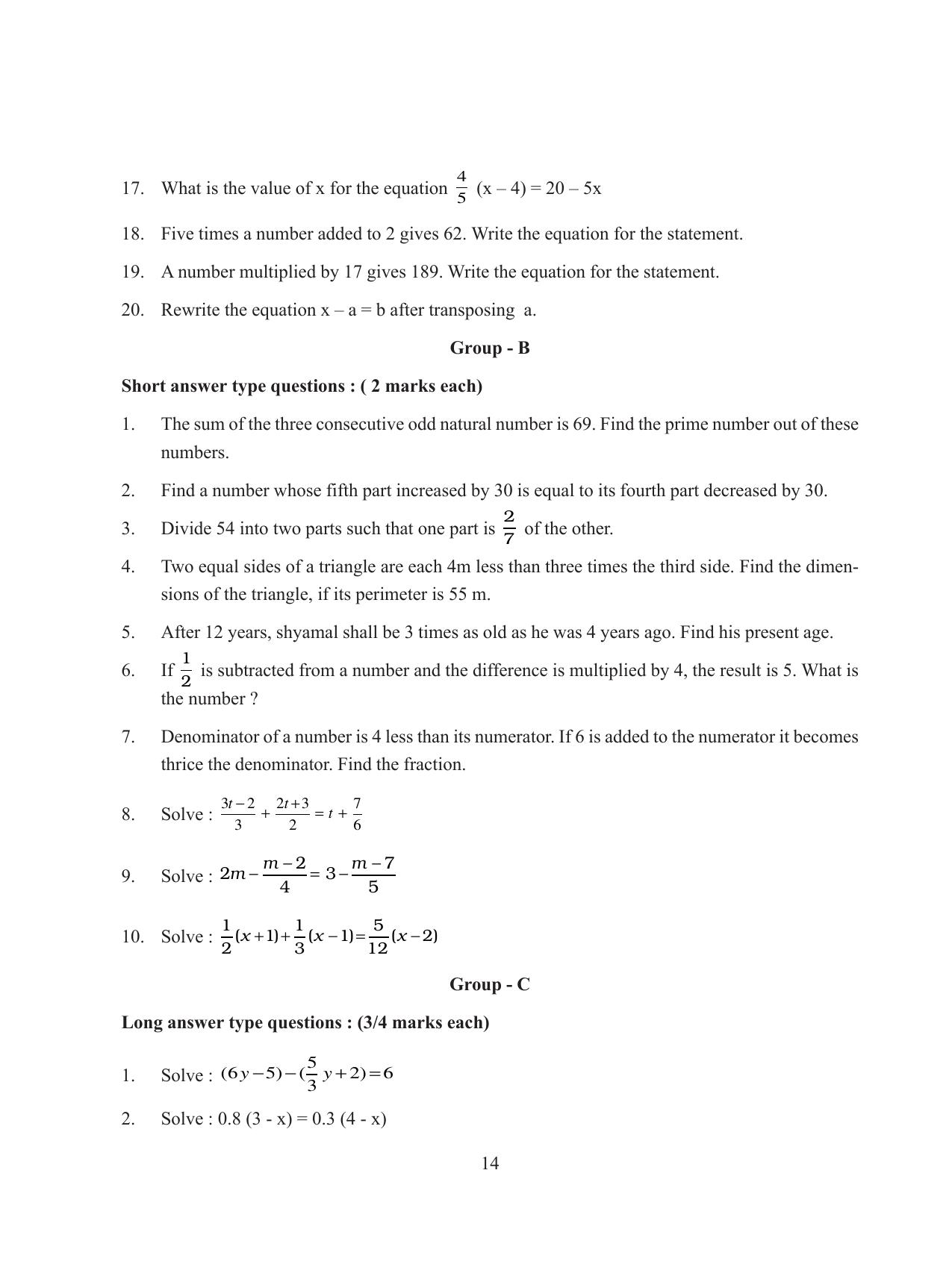 Tripura Board Class 8 Math English Version Workbooks - Page 14