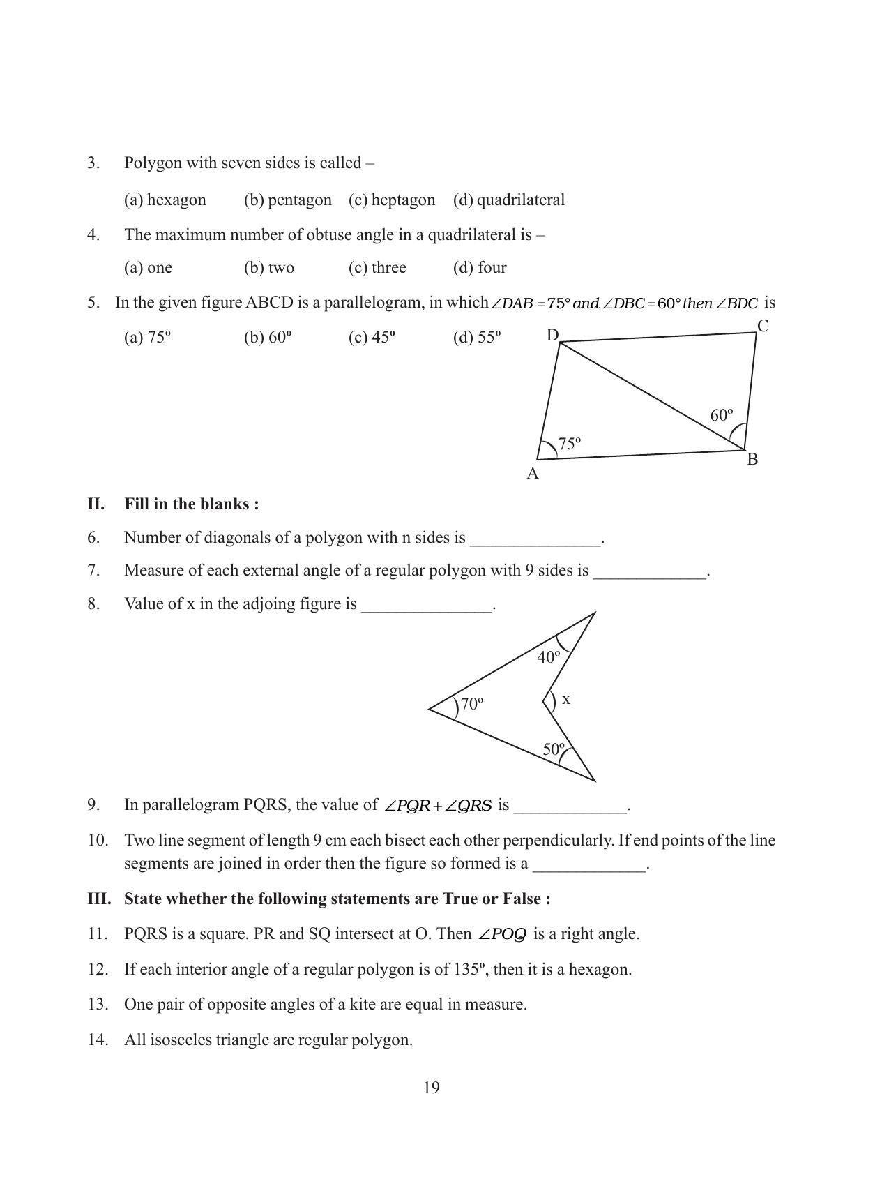 Tripura Board Class 8 Math English Version Workbooks - Page 19