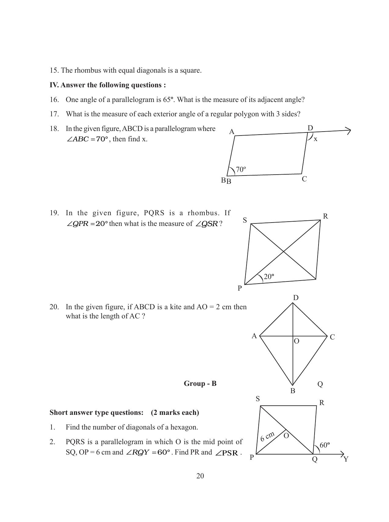 Tripura Board Class 8 Math English Version Workbooks - Page 20