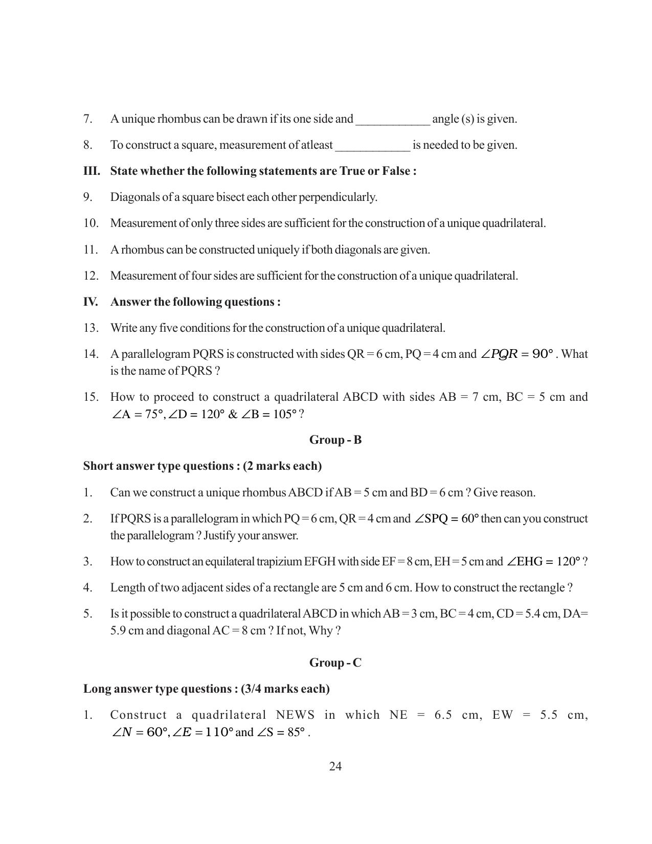 Tripura Board Class 8 Math English Version Workbooks - Page 24