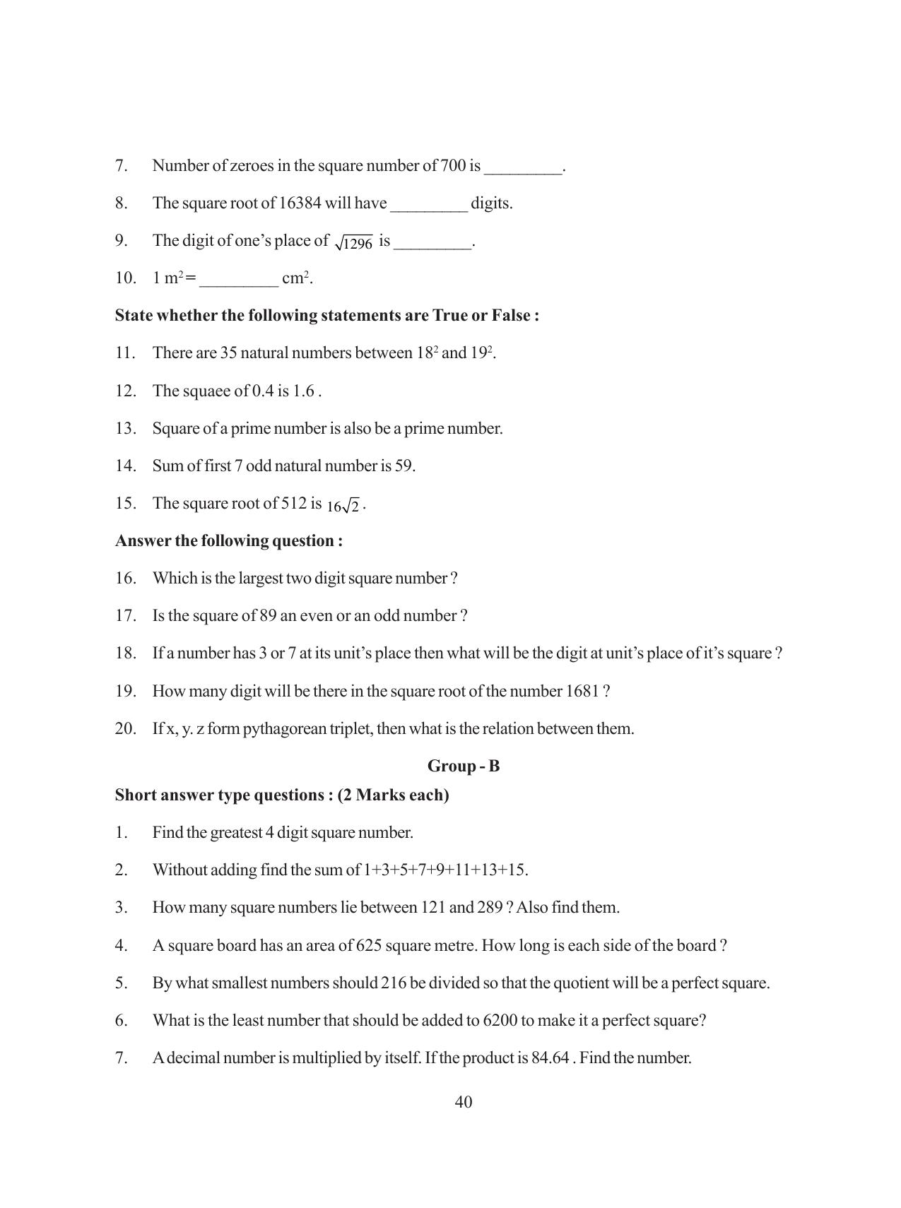 Tripura Board Class 8 Math English Version Workbooks - Page 40