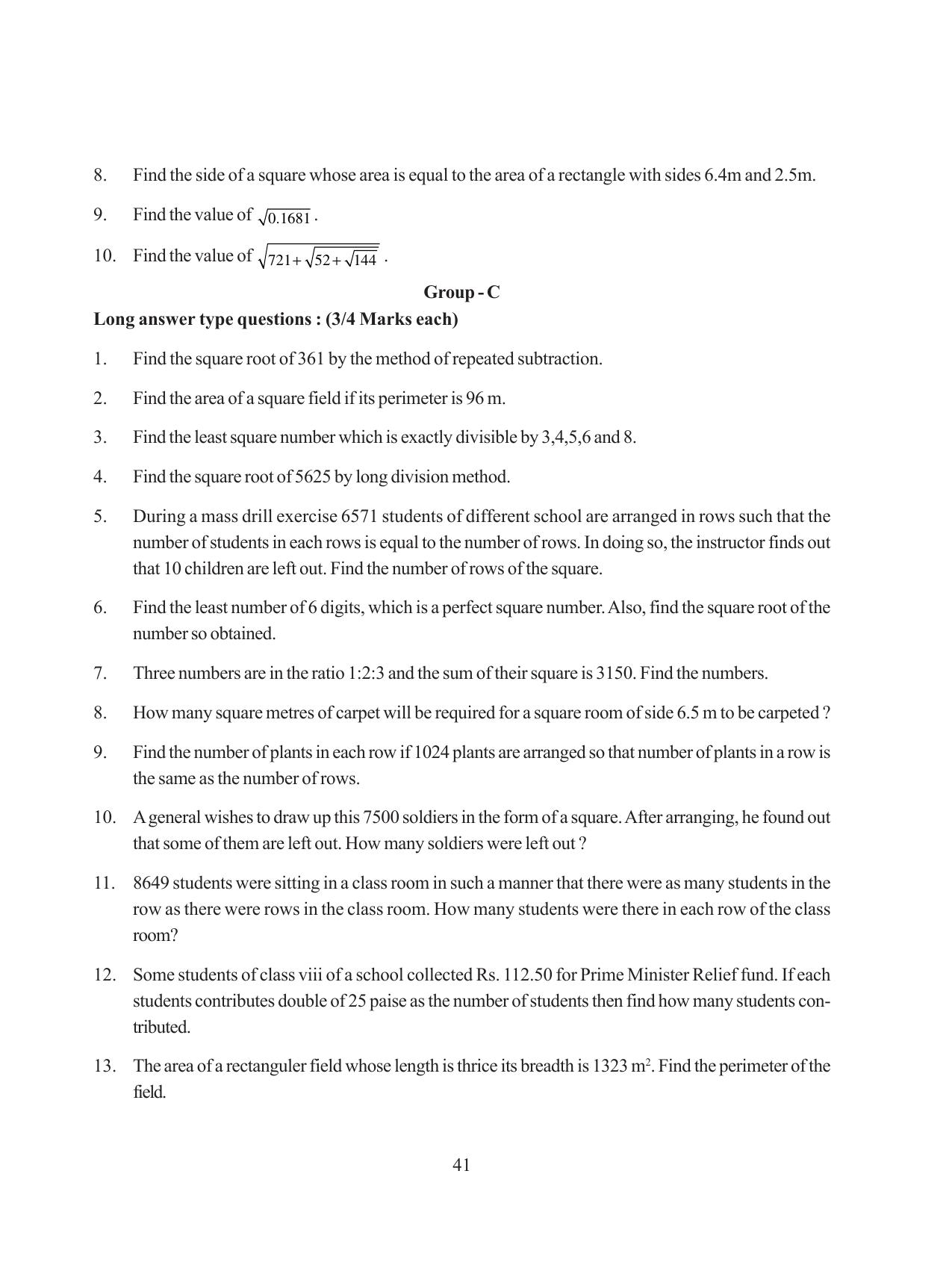 Tripura Board Class 8 Math English Version Workbooks - Page 41