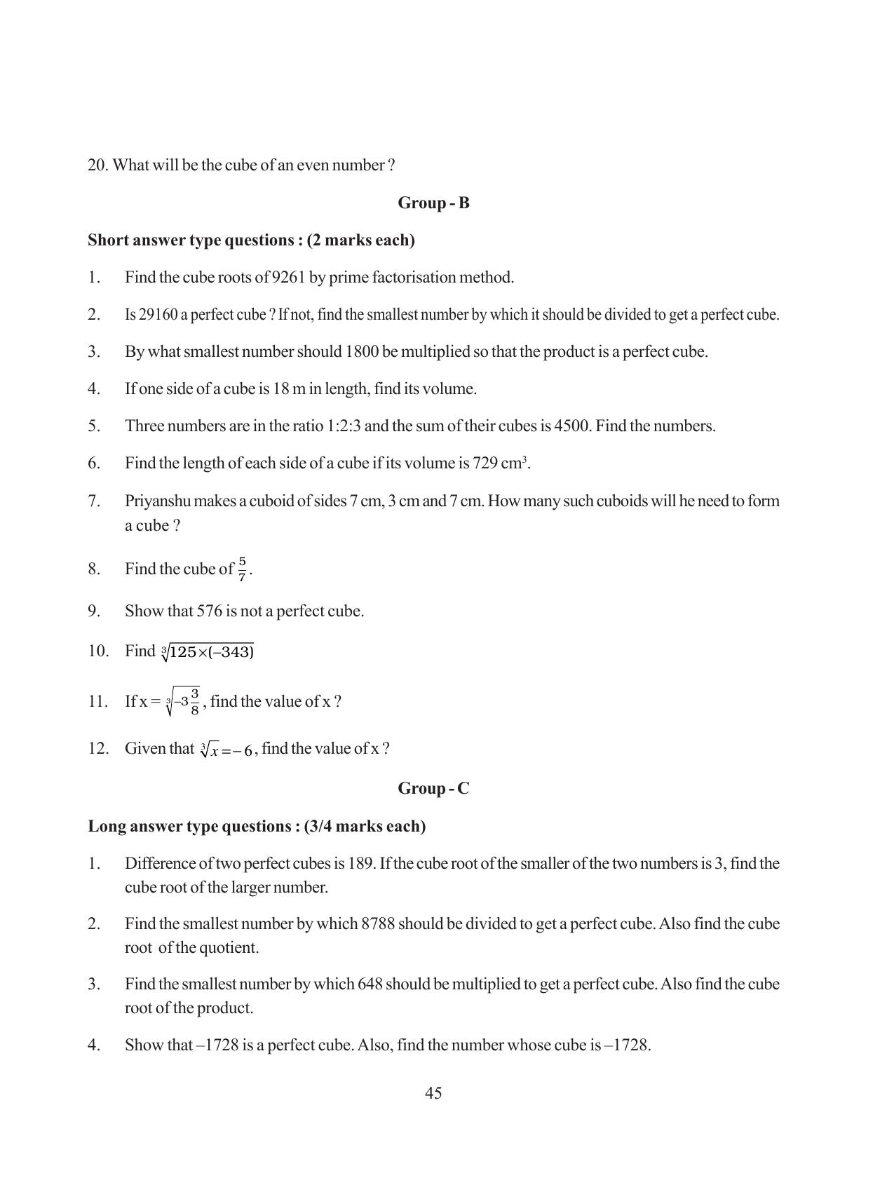 Tripura Board Class 8 Math English Version Workbooks - Page 45