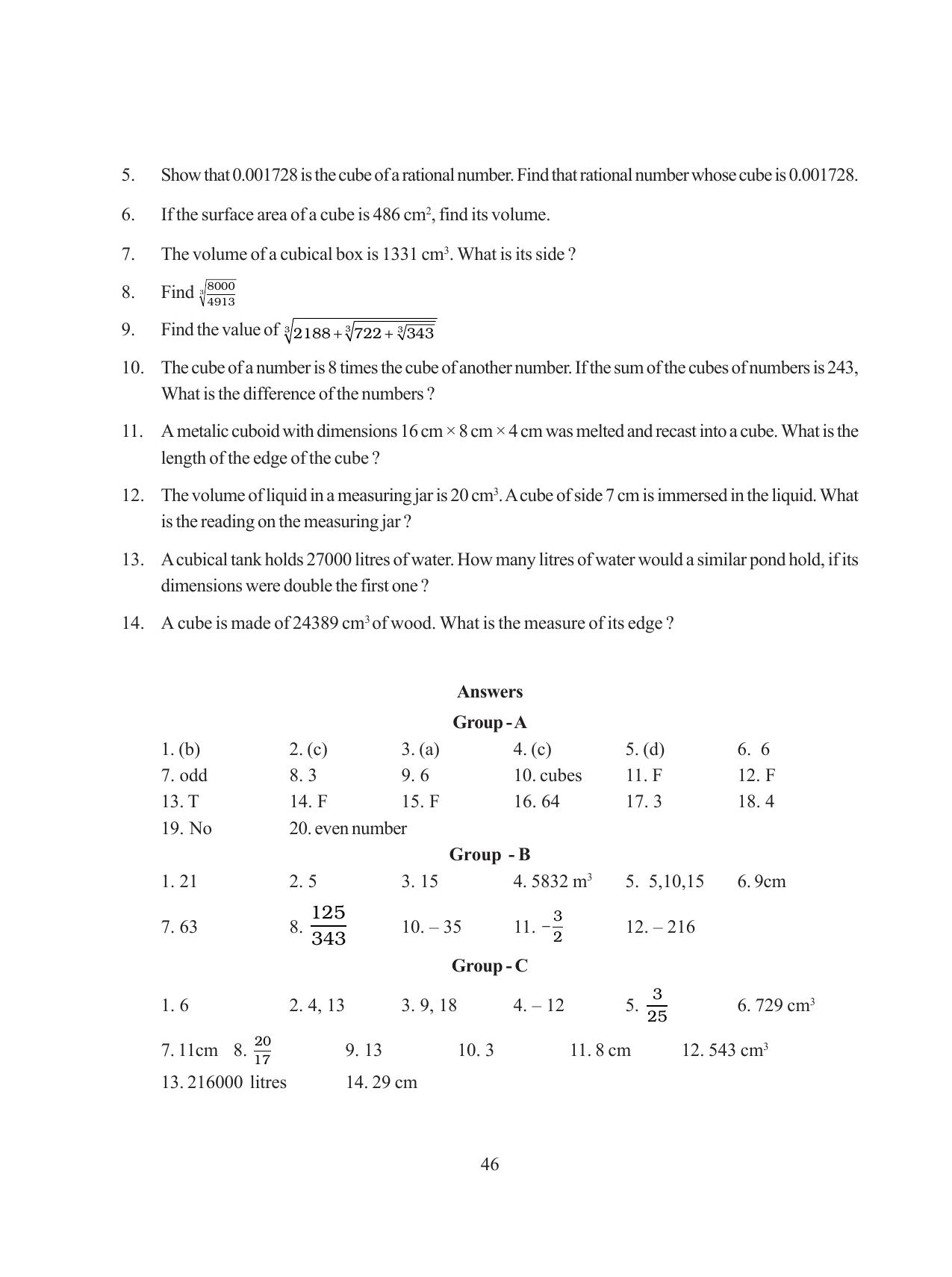 Tripura Board Class 8 Math English Version Workbooks - Page 46