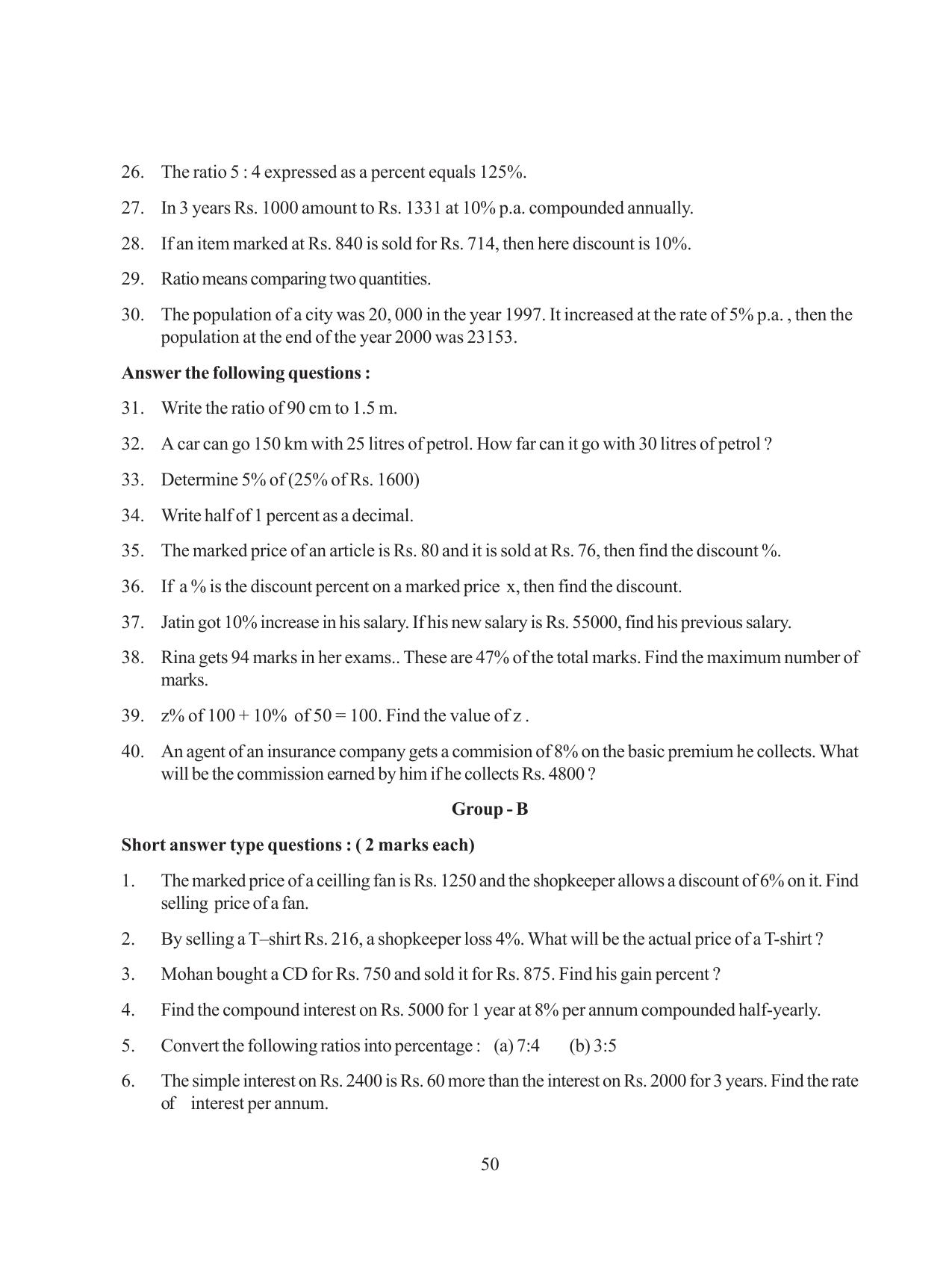 Tripura Board Class 8 Math English Version Workbooks - Page 50