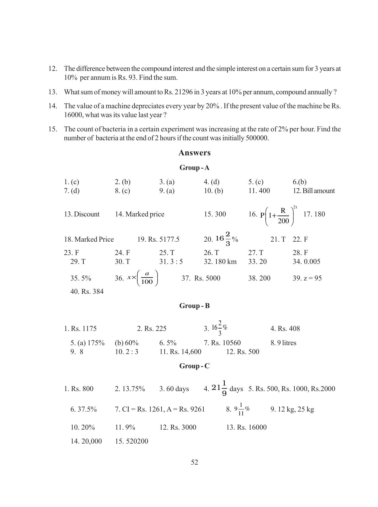 Tripura Board Class 8 Math English Version Workbooks - Page 52