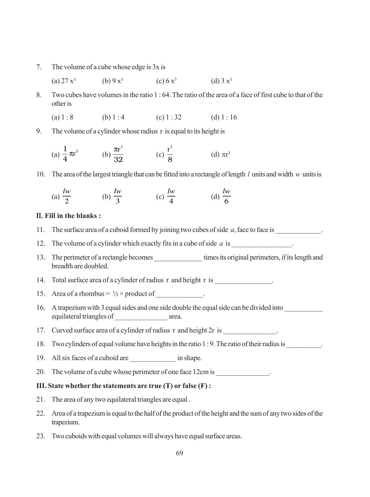 Tripura Board Class 8 Math English Version Workbooks - Page 69