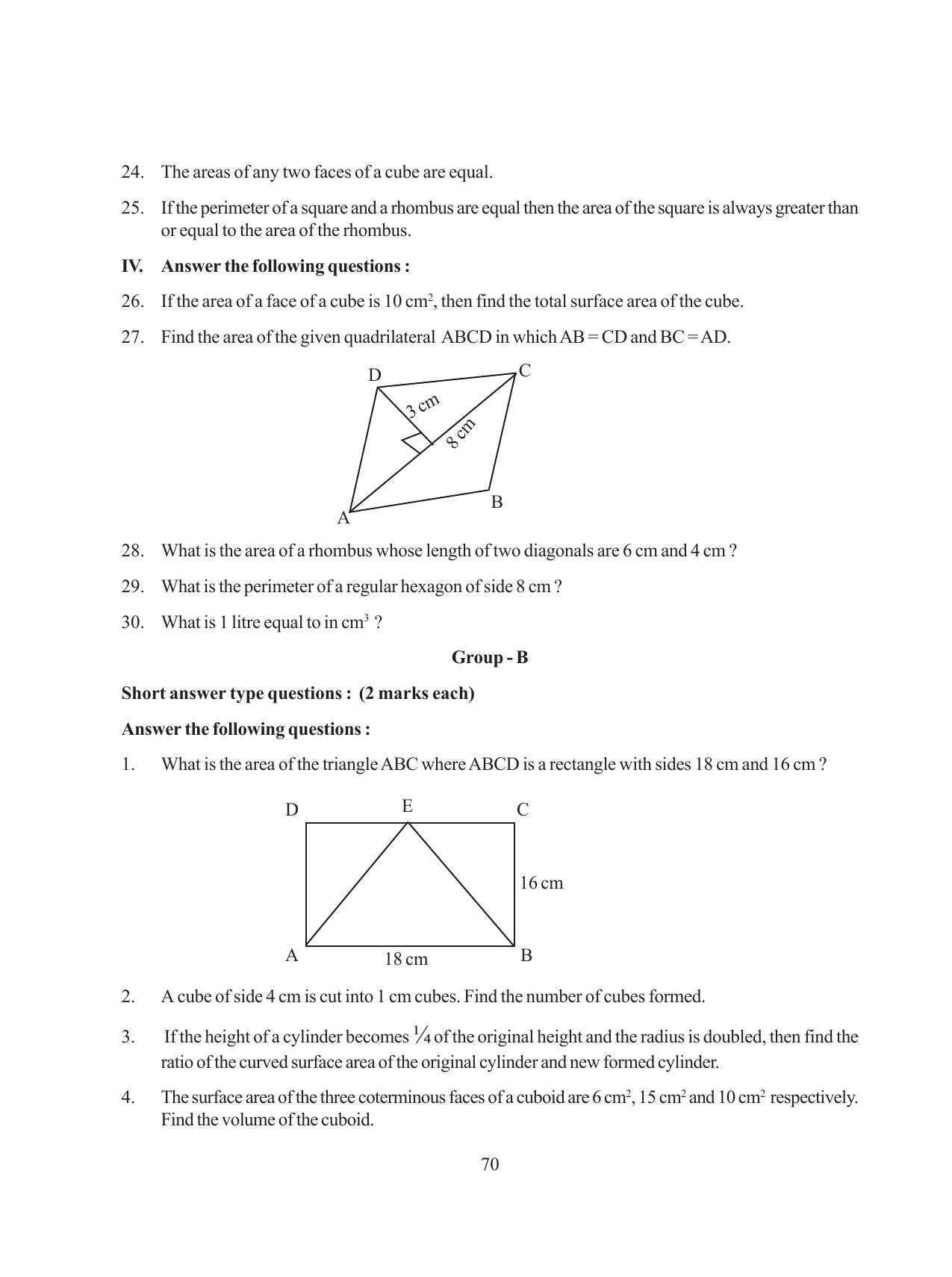 Tripura Board Class 8 Math English Version Workbooks - Page 70