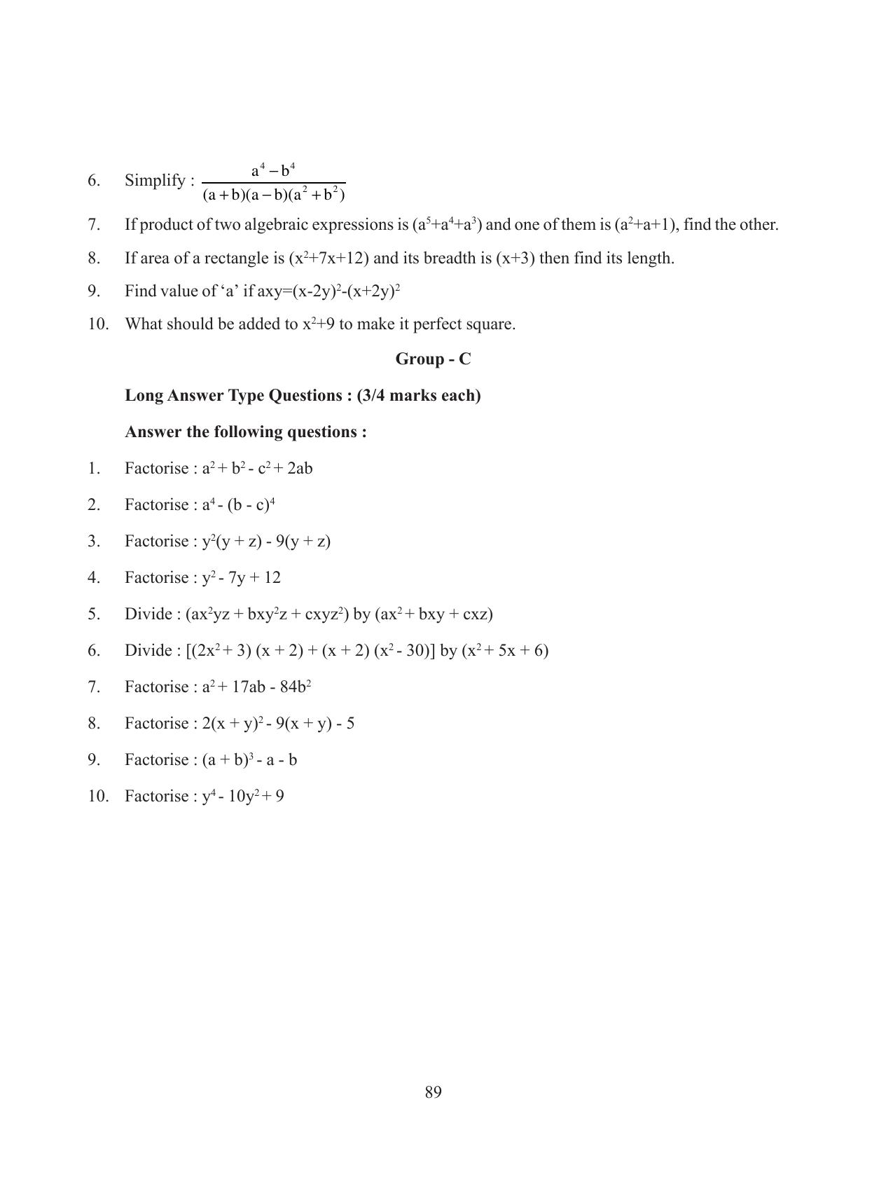 Tripura Board Class 8 Math English Version Workbooks - Page 89