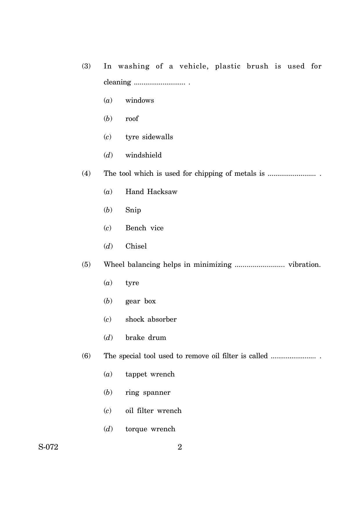 Goa Board Class 10 Automobile  (June 2019) Question Paper - Page 2