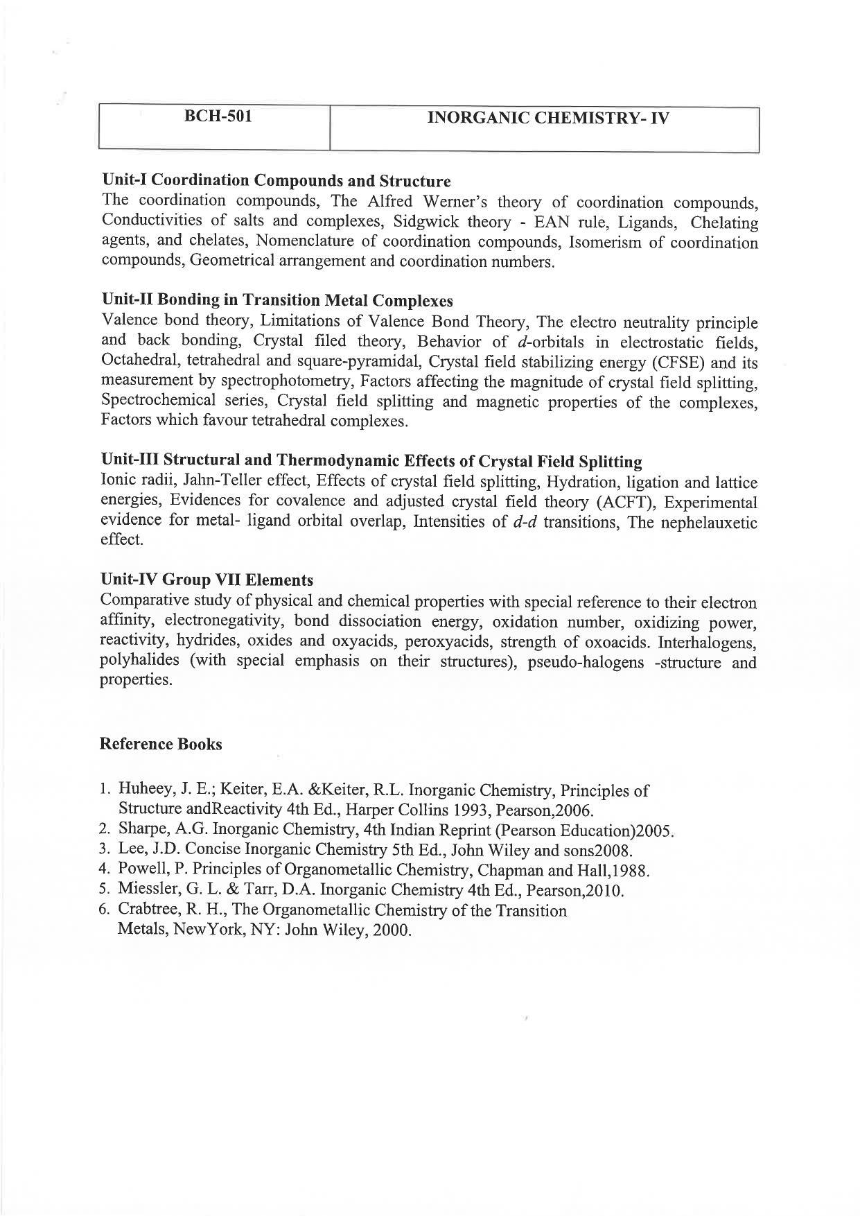 JMI Entrance Exam M26-M.Sc (Chemistry:Materials) / M.Sc (Chemistry:Inorganic) / M.Sc (Chemistry:Organic) / M.Sc (Chemistry:Physical) Syllabus - Page 5