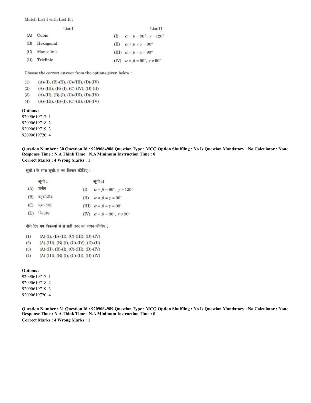 CUET PG 2023: SCQP08 – Chemistry (Hindi)-Shift-2 (06-06-2023) Question Paper - Page 21