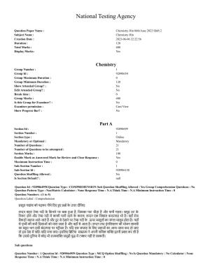 CUET PG 2023: SCQP08 – Chemistry (Hindi)-Shift-2 (06-06-2023) Question Paper