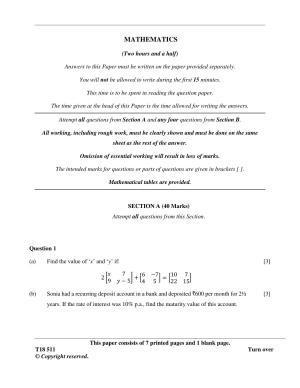ICSE Class 10 Mathematics 2018 Question Paper