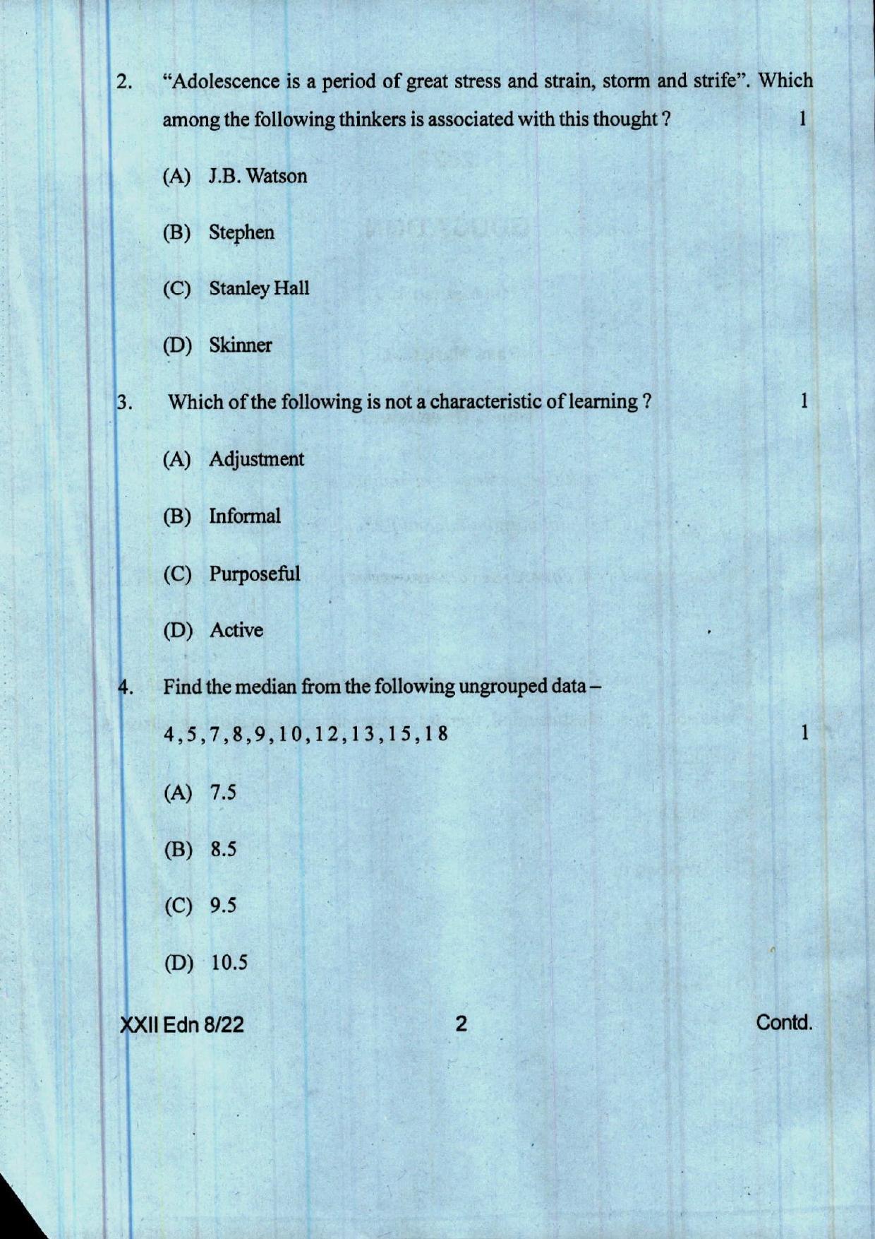 COHSEM 12th Question Papers 2022 Education - Page 2
