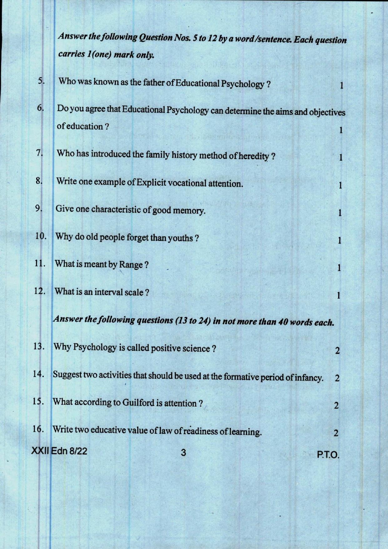 COHSEM 12th Question Papers 2022 Education - Page 3